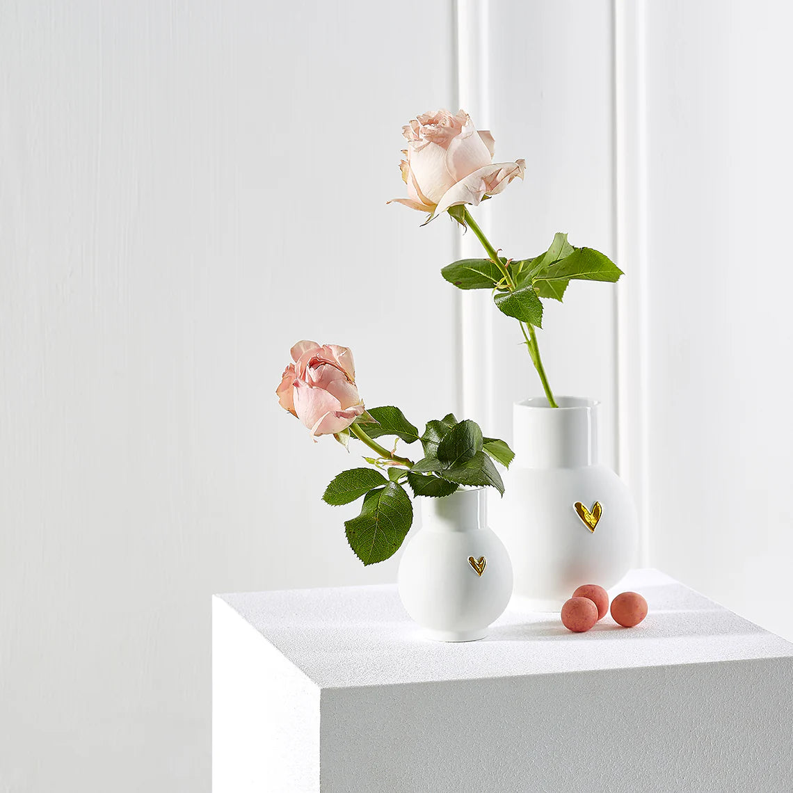Porcelain Heart Vases & Candle Holders