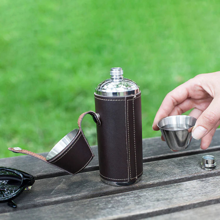 Camping Hip Flask & Shot Glasses