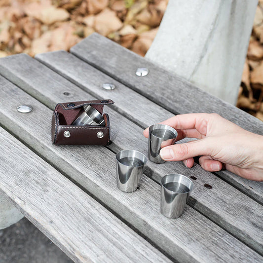 Camping Hip Flask & Shot Glasses