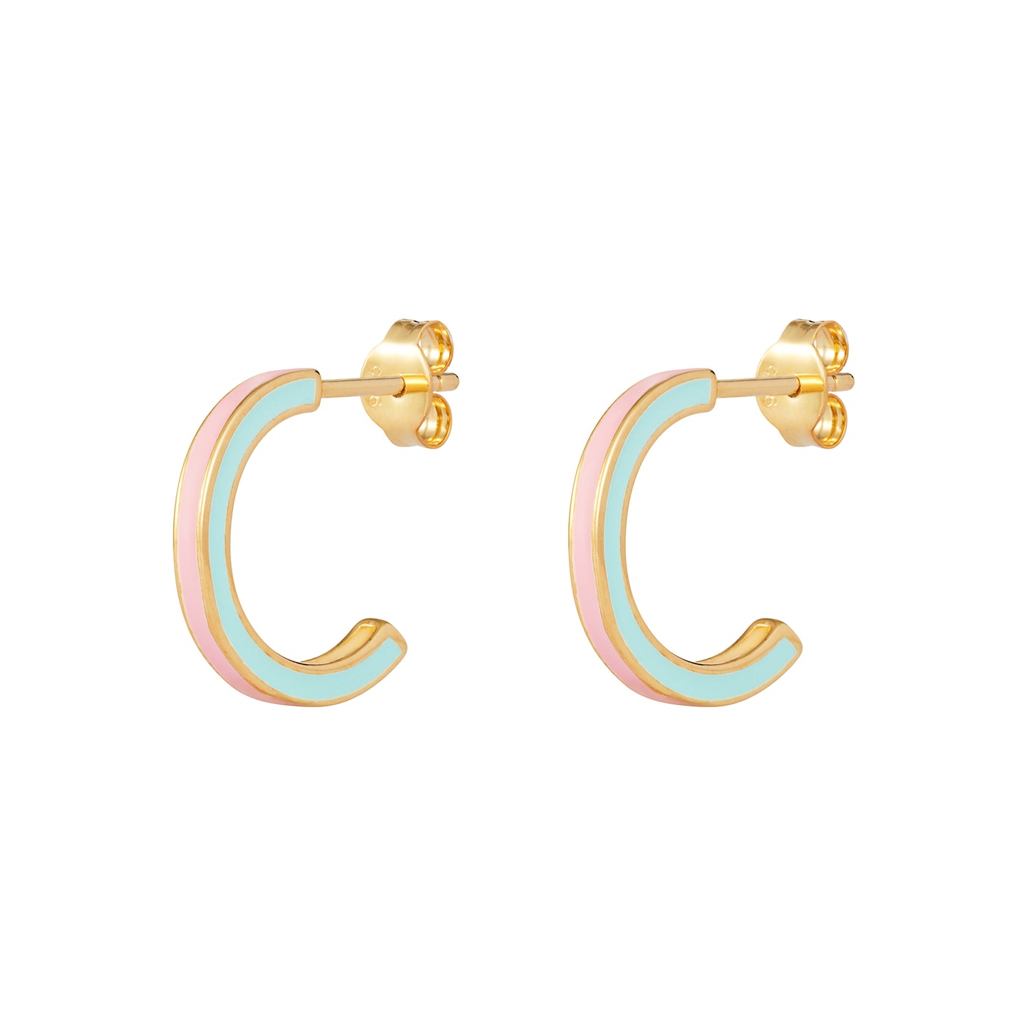 Gold Enamel Earrings