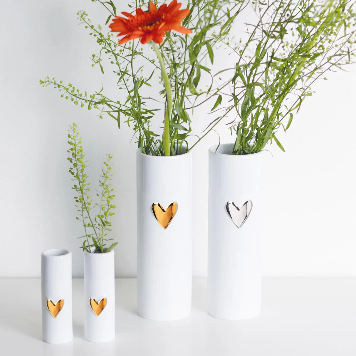 Porcelain Heart Vases & Candle Holders