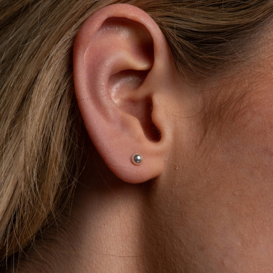 Silver Ball Stud Earrings